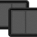 IRONGATE Heavy Duty Big Foot Boot Tray Door Mat - Set of 2 Multi Purpose Rugged Black Rubber All Weather Shoe Tray - Indoor Outdoor Entryway Garage Pet Feeding Mat Painting Projects Clean Ups - 16x18