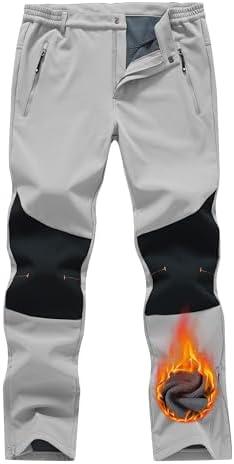 TBMPOY Men's Snow Ski Pants Waterproof Fleece Lined Insulated Softshell Winter Snowboard Hiking Zipper Bottom Leg, Grey, Size 38