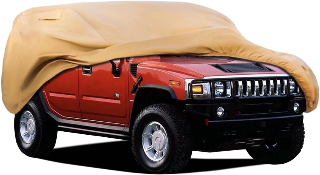 Heavy Duty Outdoor Car Cover Custom Fit for 2003-2009 Hummer H2,Windproof All Weather Waterproof Sun Rain UV Dust Snow Protection Outdoor Car Covers (brown)