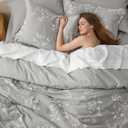 PHF Cotton Jacquard Comforter Set Queen, Soft Breathable, Grey