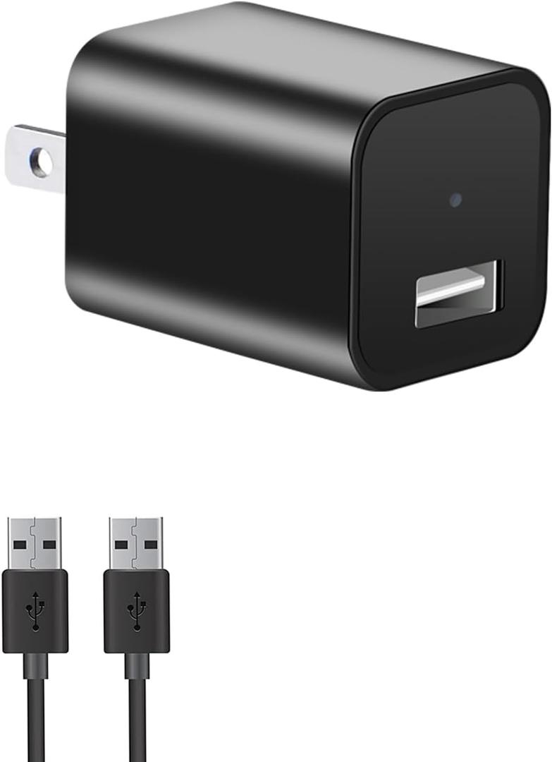 USB Charger Camera,1080P Mini Nanny Cam with Motion Detection Small Wall Charger Secret Cameras with Loop Recording for Home Security Surveillance Video Cameras No WiFi Needed No Audio
