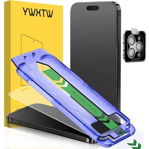 YWXTW 2 Pack Matte Screen Protector for iPhone 15 Pro Max 6.9 Inch + 1 Set Camera Lens Protector, Anti Glare Anti Fingerprint 15 Pro Max Glass Screen Protector, Bubble Free, Smooth as Silk