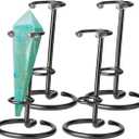 4 Pcs Crystal Wand Stand, 4" L x 4" W x 5.12" H in Mineral Display Stand, Small Iron Crystal Stands for Display (Black, Large)