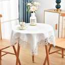 Elegant White Lace Jacquard Small Square Tablecloth for End Side Coffee Table Cover Home Decoration 36 x 36 Inch