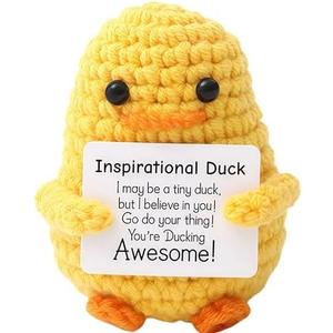Pack of 2, KICOSOADT Inspirational Positive Crochet Duck Emotional Support Doll for Mental Health Improvement Cute Decoration for Home and Office