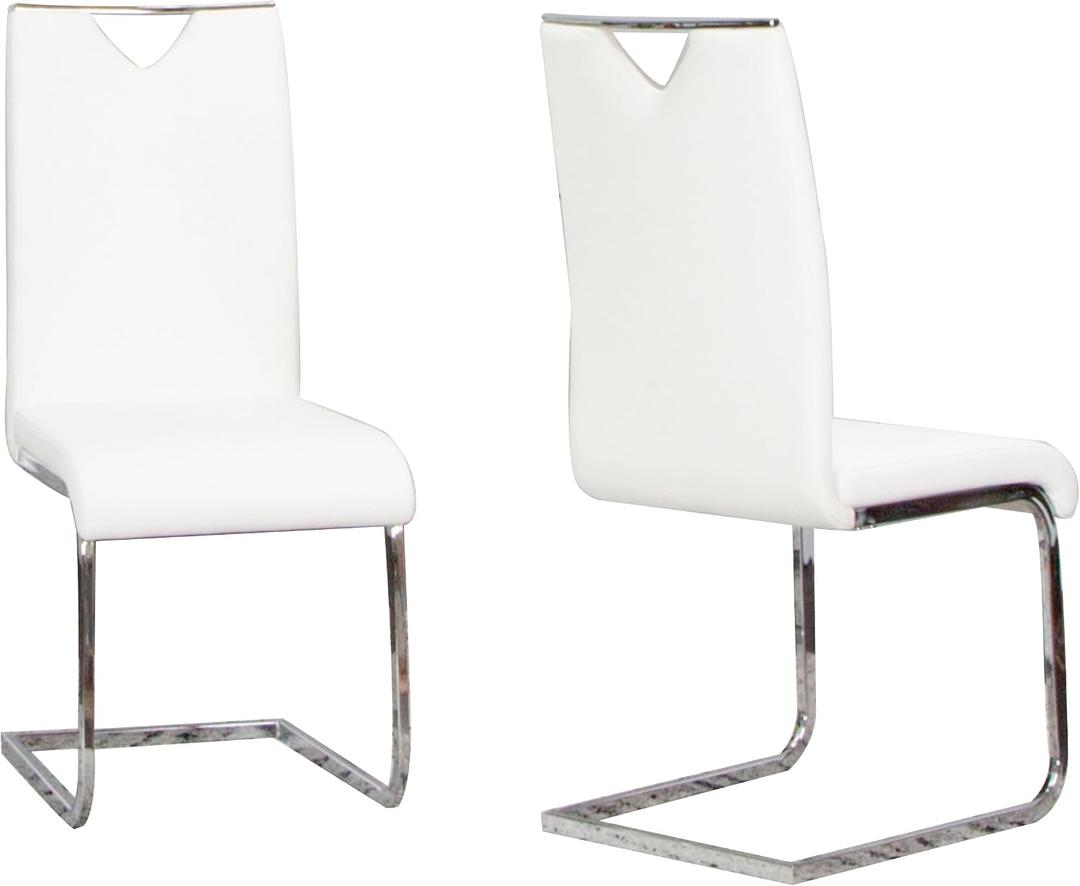Sunset Trading Doral Faux Leather Upholstered Dining Chairs | S-Shaped Chrome Cantilever Base | White Padded Seats & High Backs | Set of 2 | Contemporary, Modern Kitchen Accent Sidechairs