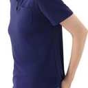 Women's V-Neck Ruffle Design Polo Shirts Short Sleeve Collared Loose Casual Tunic Blouses with Pocket (Blue, S)