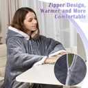 Wearable Heated Blanket Heated Shawl, Electric Throw Blanket with Zipper Design, Hood, Heated Hoodie Blanket with 8 Heat Levels, 1-10H Auto-Off Time Settings, Gift for Family, Friends, 60 * 50"