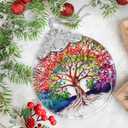 Stained Glass Tree of Life Christmas Ornament - Holiday Home Decor - Gift Exchange Present Ideas