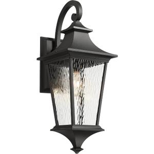 Emliviar 29.3" Exterior Waterproof Wall Sconce Light Fixture, Porch Wall Mounted Lighting with Water Ripple Glass Shade, Black Finish, XE292BL-SW BK (Large - 1 Pack)