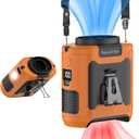 Socool 10000mAh Portable Waist Fan Clip on Wearable Belt Personal Fan Rechargeable Battery Operated with 5 Speeds & Flashlight Neck Hands-Free 40H Cooling for Outdoor Travel Power Bank (Orange)