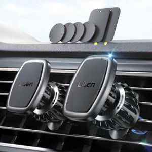 LISEN 2 Pack Magnet for Phone Car Mount Magnetic Phone Holder for Your Car Vent 6 Military Magnets Vent Cell Phone Holder Mount for Car Plate Fit All iPhone 16/15/14/13 Pro Max Plus Samsung S25 (Black)