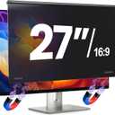 Magnetic 27 Inch Computer Privacy Screen Filter for 16:9 Aspect Ratio Widescreen Monitor, Eye Protection Anti Glare Blue Light Computer Privacy Shield Panel, Removable Anti-Scratch Protector