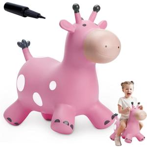 Giraffe Bouncy Horse Hopper for Toddlers 1-3, Bouncy Animals Jumping Horse, Inflatable Ride on Bouncer, for Boys Girls 18 M+ 2 3 4 5 6 Years Old W/Free Pump