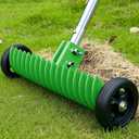 Thatch Rake for Lawn, 15-Inch Dethatcher Rake with Rolls Adjustable 0-15°