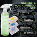 Magic Shield Triple Clay Bar with Spray 100g Light, Medium & Heavy Bars + GlideTech Lubricant Spray | Professional Auto Detailing, Deep Cleaning & Shine Restoration