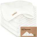 6-Pack Baby Washcloths - Soft Absorbent Viscose from Bamboo Wash Cloths for Babies, Kids, Toddlers, Infant, Newborn Bath Towels, Gentle on Sensitive Skin, 10x10 Reusable Face Towels (White)