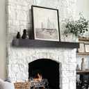 Fireplace Mantel Shelf, 4883 Inch Wooden Floating Shelf for Over Fireplace, Handcrafted Wood Mantels, Wall-Mounted Mantel Shelves, Rustic Floating Mantels Shelves for Living Room, Black