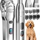 oneisall Dog Clippers for Grooming Thick/Heavy Coats, 4-in-1 Dog Grooming Kit Low Noise with Stainless Steel Blade, Cordless Dogs Paw Trimmer Pet Nail Grinder for Small & Large Dogs Cats Animals