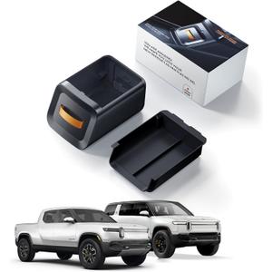 Lockable Camping Speaker Drawer for Rivian 2022-2025 R1T R1S Privacy Storage Box - Durable 2.5mm ABS& 3mm High-Edge Liquid Silicone Anti-Rattle & Vegan Leather Handle Unlocking on The Car Screen