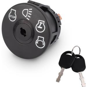 Lawn Mower Starter Ignition Switch with Key 7 Terminals for Husqvarna Sears Craftsman John Deere Parts, 4 Position Ignition Starter Switch Compatible with 175566 175442 GY20074 and More