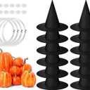 VioraWhite 19 Pcs Halloween Witch Hat Hanging Decor with Artificial Pumpkin, 12 Black Floating Witch Hats with Rope and 7 Pumpkin Set Halloween Party Decorations for Home Yard Porch Ceiling