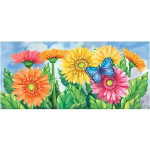 Evergreen Flag Sassafras Gerbera Daisies Interchangeable Entrance Doormat | Indoor and Outdoor | 22-inches x 10-inches | Non-Slip Backing | All-Season | Low Profile | Home Decor