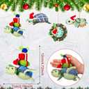 4 Pcs 3D Sea Turtle in Santa Hat Christmas Ornament 4.7 Inch Handmade Felt Turtle Decor for Beach Ocean Coastal Theme Xmas Tree Hanging Decorations for Stocking Stuffers & Ocean Lovers