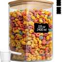 ComSaf 115 oz Glass Food Storage Containers, Cereal Storage Containers with Airtight Lids, Large Square Glass Jars with Bamboo Lids, for Rice, Pasta, Oats, Grains, Coffee Beans