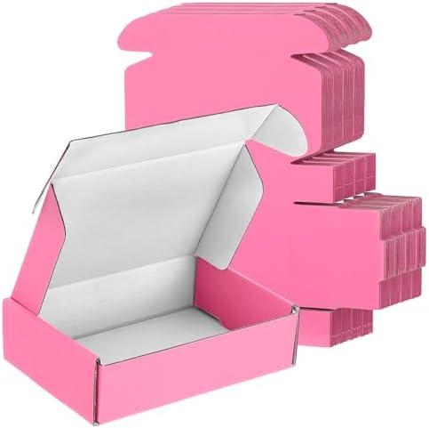 50 Packs Shipping Boxes Cardboard Corrugated Mailer Packaging Boxes for Small Business Cute Small Box Cardboard Carton Box Mailers for Packaging Product(Pink,6 x 4 x 1.6 Inches)