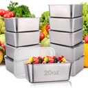 Palksky Food Storage Containers, Stainless Steel Food Containers with Lids, Reusable, Stackable, Dishwsher/Freezer Safe, 20 Oz, 10 PCS