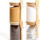 Set of 4 Glass Pantry Storage Containers with lids (17oz)  Glass Sugar Container with Spoon perfect for -Tea, Coffee, Sugar, Spices & More  Stylish Kitchen Food Storage Containers