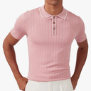 Kallspin Men's Vintage Knitted Polo Shirt Short Sleeve Solid Collared Golf Shirts with Button, XL