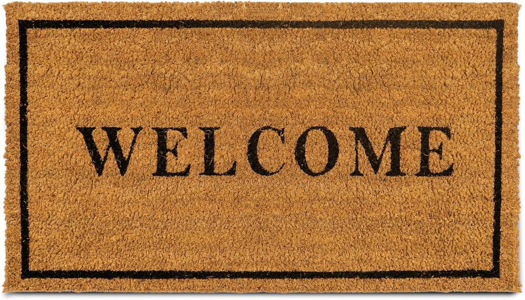PLUS Haven Coco Coir Door Mat with Heavy Duty Backing, Welcome Doormat, 17.5x30 Size, Easy to Clean Entry Mat, Beautiful Color and Sizing for Outdoor and Indoor uses, Home Dcor