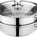 Steamer Pot for Cooking 4 Quart Steamer Pot 2-tier Multipurpose 18/8 Stainless Steel Steam Pot Cookware with Lid for Vegetable, Noodles, Pasta, Food