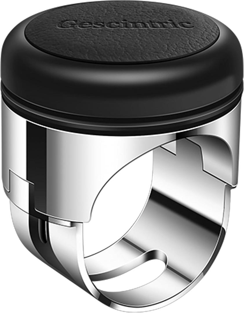 Car Steering Wheel knob Metal Sport knob Cow Leather Cover Spin Suicide knob fits Any car, Truck, Golf cart, Lawn Mower, Boat (Black Cowhide)