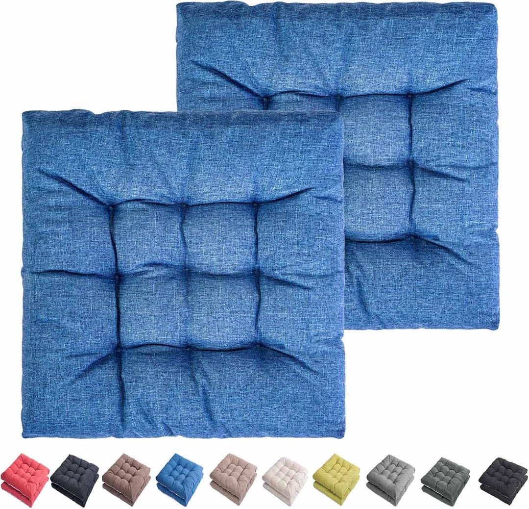 Outdoor Indoor Chair Cushions 20"x20" - Patio Furniture Cushion Set of 2 Comfortable Non-Slip Seat Pads Cover for Wicker Adirondack Deck Rocking Metal Chairs Universal Fit (2, Blue)