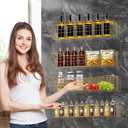 Spice Rack, 4-Pack Seasoning Organizer Wall Mount for Kitchen Storage Organization, Spice Holder Shelf Saving Space for Cabinet, RV, Pantry, Gold