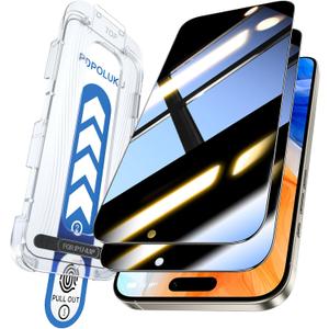 Popoluku +  Tempered Glass for     Privacy Screen Protector [ Anti Spy & Longest Durable ] Shatterproof HD Clear, Easy Install, Bubble Free, 2 Pack (iPhone 17 Pro Max)