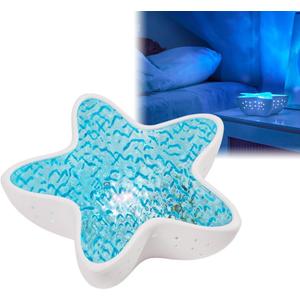 Ocean Wave Projector Starfish Night Light, Aurora Borealis Lamp for Aesthetic Room Decor, Sensory Lights, Cool Stuff for Teen Girls Bedroom, Portable Rechargeable Galaxy Star Projector