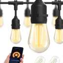 XMCOSY+ Smart Outdoor String Lights, 123Ft LED Patio Lights Waterproof IP65, App Control, Compatible with Alexa, Dimmable Edison Bulbs Outdoor Light for Yard Porch Bistro Outside