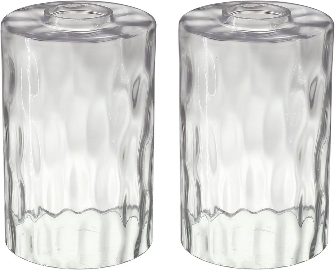 2 Pack Glass Lamp Shade Replacement Only, Cylinder Water Ropple 1-5/8 Inch Fitter, 4.3"D x 4.3"W x 6.7"H Lampshade Cover for Table Lamp, Ceiling Fixture Chandelier Pendant Light Wall Sconce