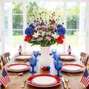 4 Pcs 4th of July Patriotic Decorations Table Centerpieces, 17.7in Red White and Blue Flower Berry Stem Picks Artificial, Memorial Independence Day Flower Decor for Home Party Supplies Vase Filler