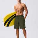 MAGCOMSEN Men's Swim Trunks with Compression Liner 9" Quick Dry Beach Shorts with Zipper Pockets (36, Army Green)