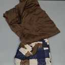 Men's 2 Piece Pajama Set Crew Neck Short Sleeve T Shirt and Plaid Pants Loungewear (Large, Coffee Brown)