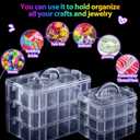Bead Organizer, 2 Pack Craft Storage with Removable Dividers, Clear 3-Tier Plastic Organizer Box, Small Parts Organizers for Jewelry, Art, DIY Crafts, Kids Toys, Small Items
