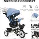 JMMD 7 in 1 Tricycle Stroller with Push Handle, Baby Trike with 360 Swivel Seat, Reclining Backrest, All-Terrain Wheels, Dual Brakes, Canopy & Storage, Gift for Kids 18 Months to 5 Years, Blue