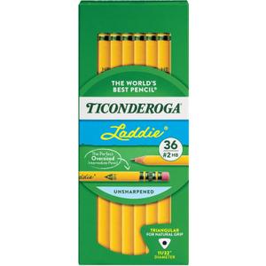 Ticonderoga Tri-Write Pencils, With Erasers, #2 Lead, Yellow, Pack Of 36 Ticonderoga Tri-Write Pencils, With Erasers, #2 Lead, Yellow, Pack Of 36