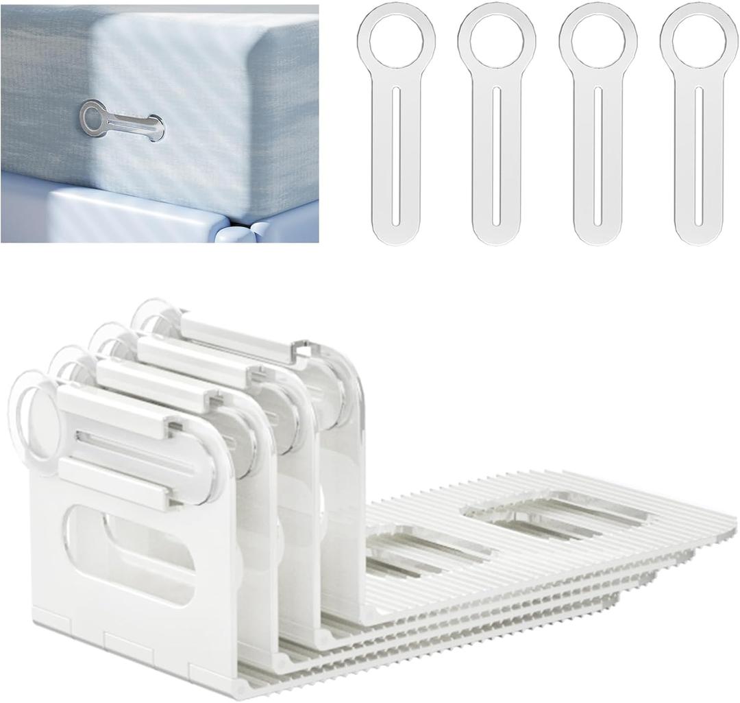 2 x Bed Sheet Holder Straps,Lock Bed Sheet Holder Corner Fitted Sheet Straps,Keep Sheets Firm & Tight,Fit All Mattress Size,Quick Easy Installation (white4pcs)