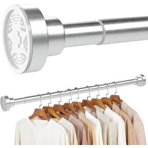 No Drilling Closet Rod, 27.5-74 Inches Hanging Closet Rod for Clothes, Closet Bar & Pole Heavy-duty, Closet Rods for Hanging Clothes For Closet Wardrobes Bathroom Laundry RV Curtains,Nickel
